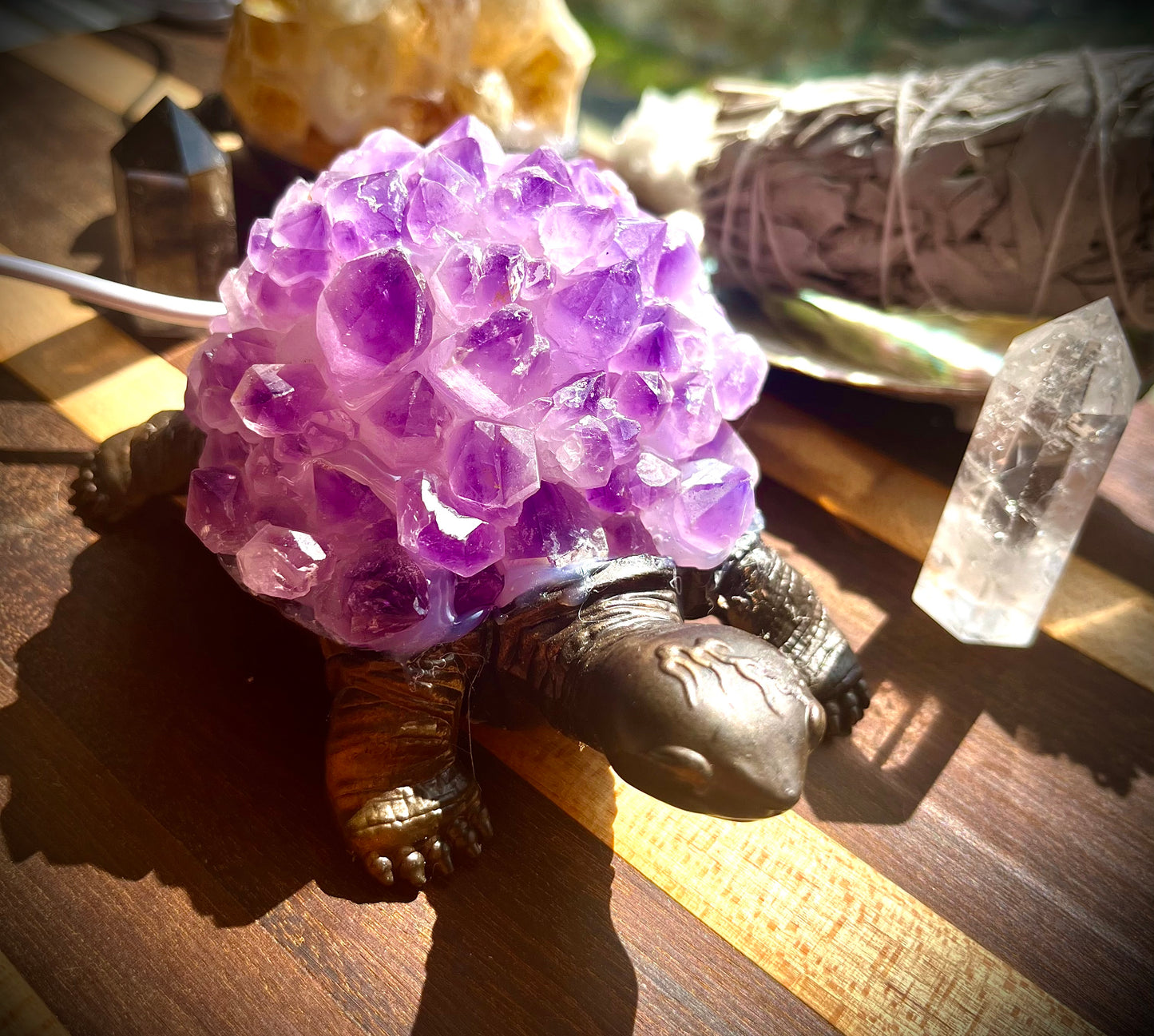 Crystal Shell Turtle Light- Amethyst