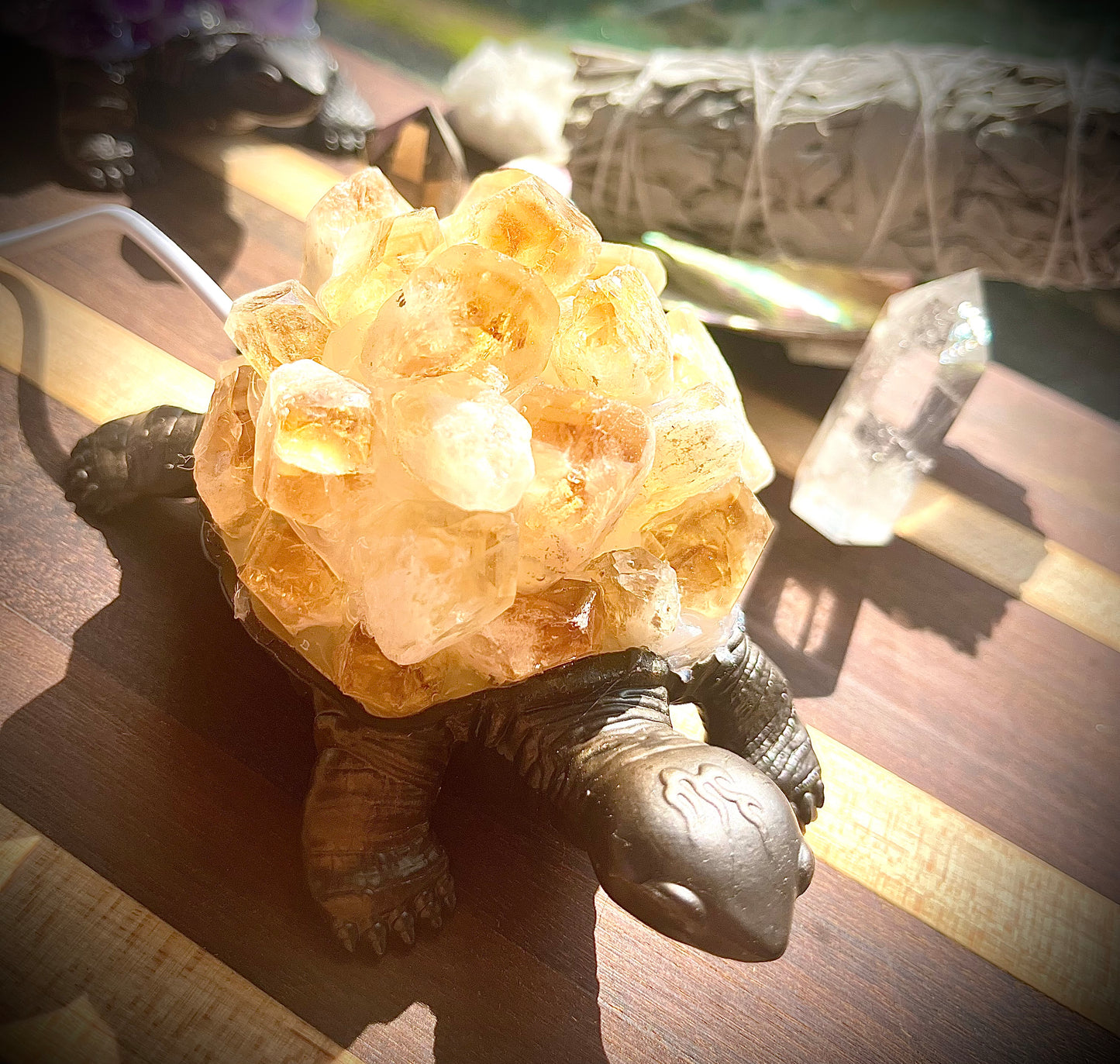 Crystal Shell Turtle Light- Citrine