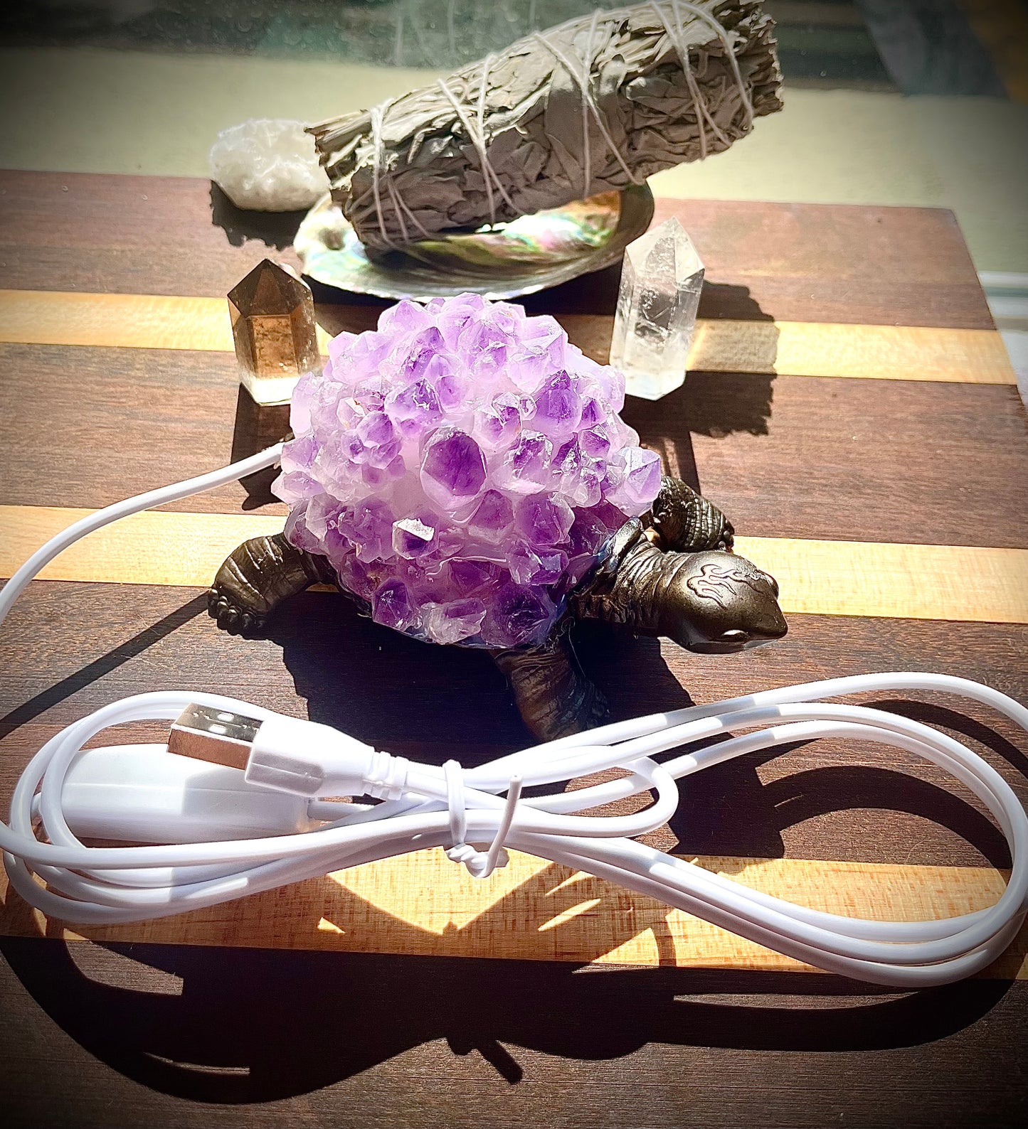 Crystal Shell Turtle Light- Amethyst